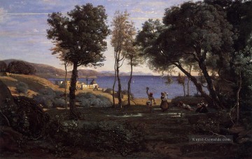  romantik - Ansicht in der Nähe von Neapel plein air Romantik Jean Baptiste Camille Corot